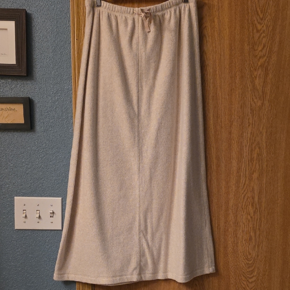 Beige Drawstring Maxi Skirt - Women's Comfortable Everyday Skirt
